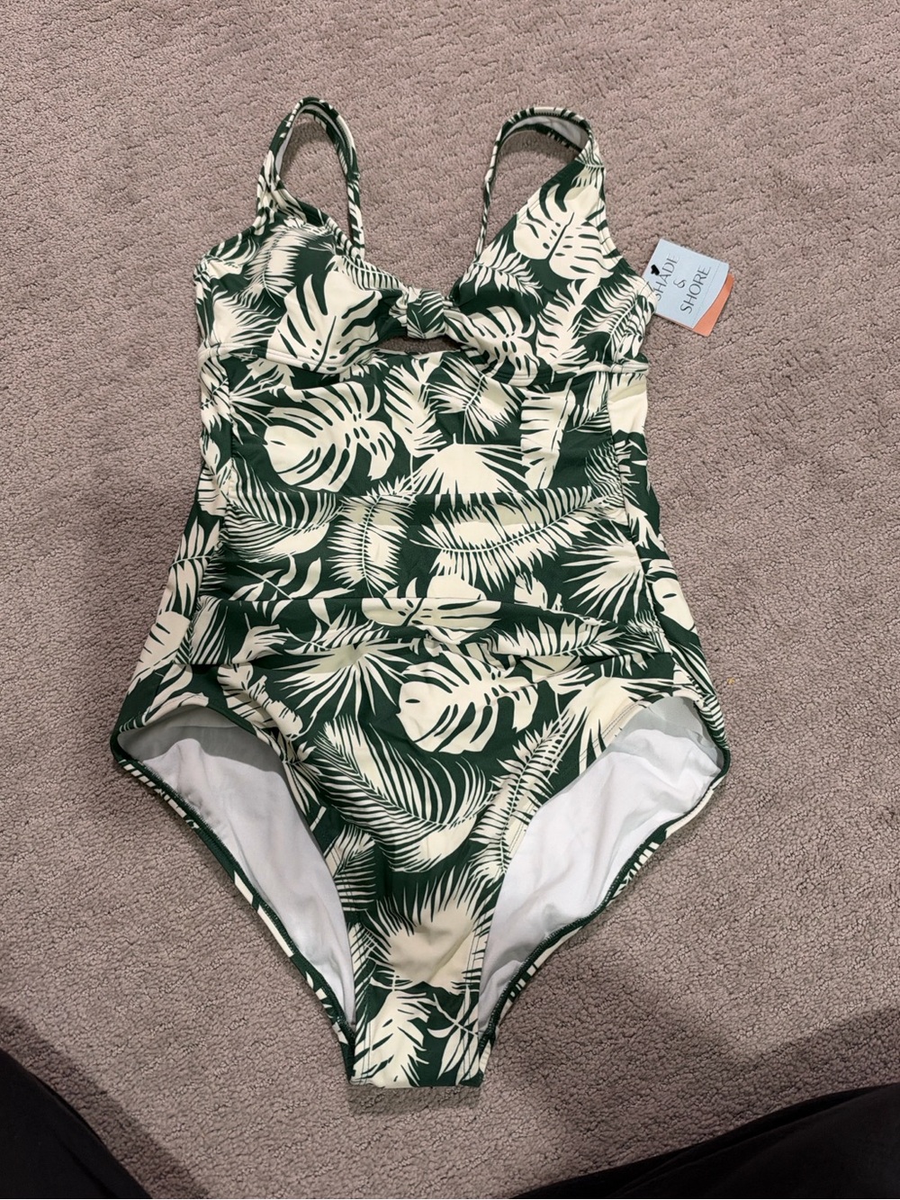 Palm-Print Green & Cream One-Piece Swimsuit - adults